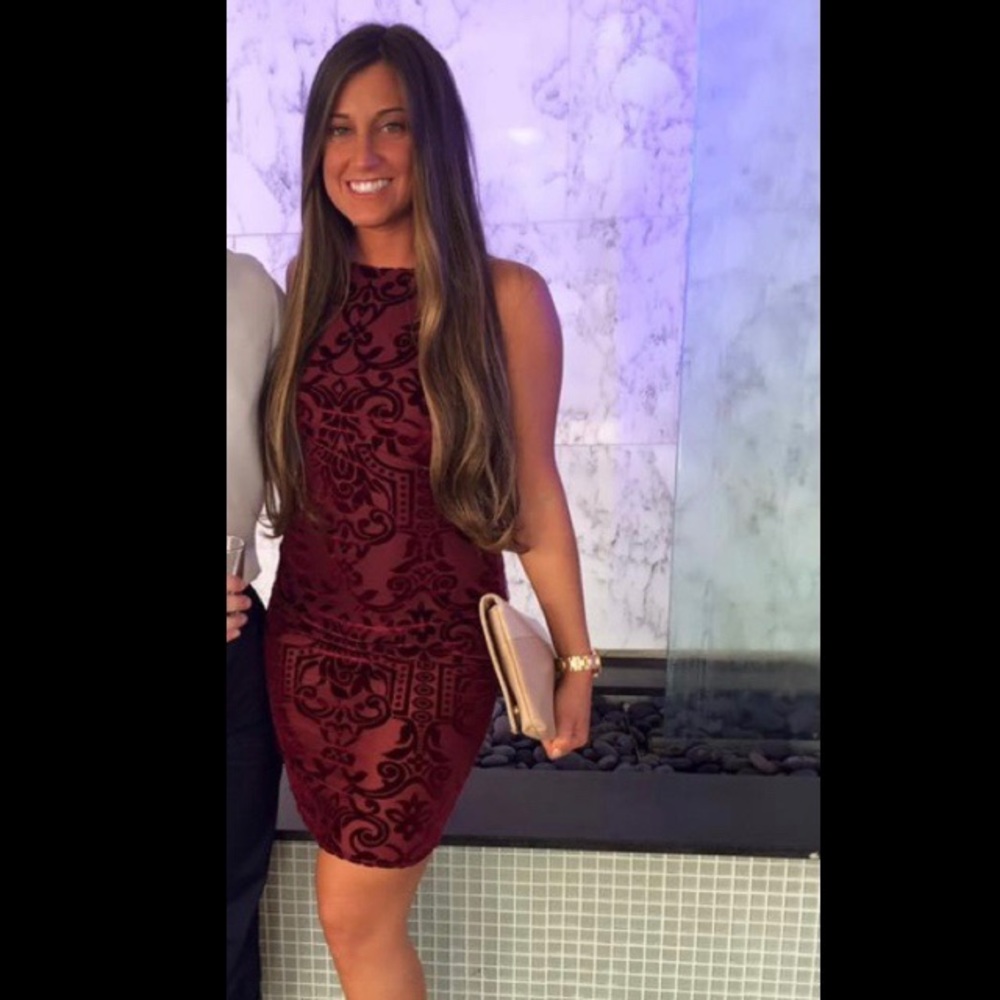 Fashion Nova red velvet midi dress